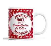 Tasse Noël Commissaire De Police Homme Rouge Mug Prénom Idée Cadeau Secret Santa