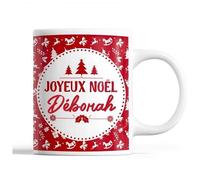 Tasse Noël Déborah Rouge Mug Prénom Idée Cadeau Secret Santa