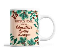 Tasse Noël Éducateur Sportif Homme Beige Mug Prénom Idée Cadeau Secret Santa