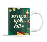 Tasse Noël Élise Vert Mug Prénom Idée Cadeau Secret Santa