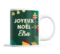 Tasse Noël Elsa Vert Mug Prénom Idée Cadeau Secret Santa