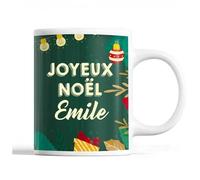 Tasse Noël Emile Vert Mug Prénom Idée Cadeau Secret Santa