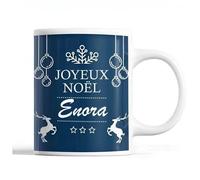 Tasse Noël Enora Bleu Mug Prénom Idée Cadeau Secret Santa