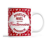 Tasse Noël Fonctionnaire Femme Rouge Mug Prénom Idée Cadeau Secret Santa