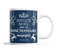 Tasse Noël Fonctionnaire Homme Bleu Mug Prénom Idée Cadeau Secret Santa