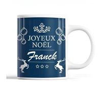 Tasse Noël Franck Bleu Mug Prénom Idée Cadeau Secret Santa