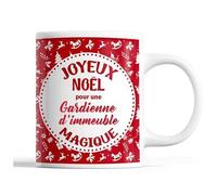 Tasse Noël Gardienne D'immeuble Femme Rouge Mug Prénom Idée Cadeau Secret Santa