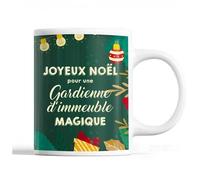 Tasse Noël Gardienne D'immeuble Femme Vert Mug Prénom Idée Cadeau Secret Santa