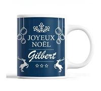 Tasse Noël Gilbert Bleu Mug Prénom Idée Cadeau Secret Santa