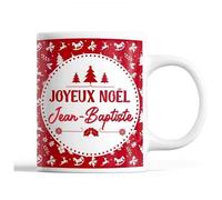 Tasse Noël Jean-Baptiste Rouge Mug Prénom Idée Cadeau Secret Santa