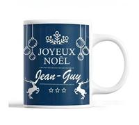 Tasse Noël Jean-Guy Bleu Mug Prénom Idée Cadeau Secret Santa