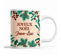 Tasse Noël Jean-Luc Beige Mug Prénom Idée Cadeau Secret Santa