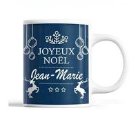 Tasse Noël Jean-Marie Bleu Mug Prénom Idée Cadeau Secret Santa
