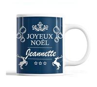 Tasse Noël Jeannette | Mug prénom femme Idée Cadeau de Noël original Bleu