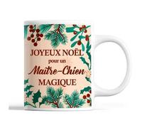 Tasse Noël Maître-Chien Homme Beige Mug Prénom Idée Cadeau Secret Santa