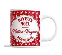 Tasse Noël Maître-Nageur Homme Rouge Mug Prénom Idée Cadeau Secret Santa