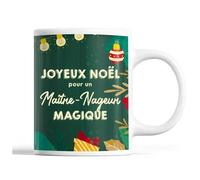 Tasse Noël Maître-Nageur Homme Vert Mug Prénom Idée Cadeau Secret Santa