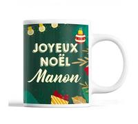 Tasse Noël Manon Vert Mug Prénom Idée Cadeau Secret Santa