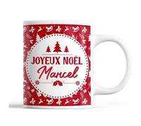 Tasse Noël Marcel Rouge Mug Prénom Idée Cadeau Secret Santa