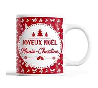 Tasse Noël Marie-Christine Rouge Mug Prénom Idée Cadeau Secret Santa