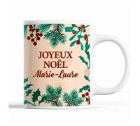 Tasse Noël Marie-Laure Beige Mug Prénom Idée Cadeau Secret Santa
