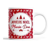 Tasse Noël Marie-Line Rouge Mug Prénom Idée Cadeau Secret Santa