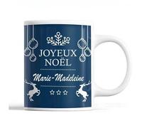 Tasse Noël Marie-Madeleine Bleu Mug Prénom Idée Cadeau Secret Santa