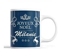 Tasse Noël Mélanie Bleu Mug Prénom Idée Cadeau Secret Santa