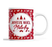 Tasse Noël Mélody Rouge Mug Prénom Idée Cadeau Secret Santa