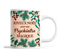 Tasse Noël Psychiatre Femme Beige Mug Prénom Idée Cadeau Secret Santa