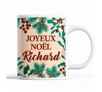 Tasse Noël Richard Beige Mug Prénom Idée Cadeau Secret Santa