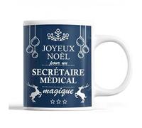 Tasse Noël Secrétaire Médical Homme Bleu Mug Prénom Idée Cadeau Secret Santa