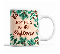 Tasse Noël Sofiane Beige Mug Prénom Idée Cadeau Secret Santa