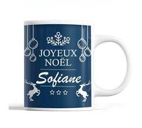 Tasse Noël Sofiane Bleu Mug Prénom Idée Cadeau Secret Santa