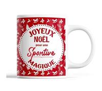 Tasse Noël Sportive Femme Rouge Mug Prénom Idée Cadeau Secret Santa