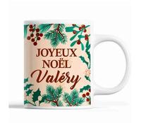 Tasse Noël Virgile Beige Mug Prénom Idée Cadeau Secret Santa