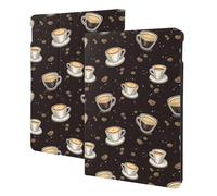 Tasse noire et blanche imprimée café compatible avec iPad 9e/8e/7e génération - Compatible avec iPad 10.2, étui de tablette compatible avec iPad avec fonction trépied robuste