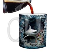 Tasse océan 3D - Tasse en céramique de requin, design créatif de poisson, nouveau support pour café et thé | Œuvre d'art amusante et réaliste pour la maison, le bureau, les amateurs d'aquarium, les