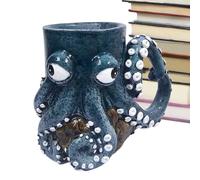 Tasse Octopus | Tasse de poulpe créature de mer | Coupe de statues de romans d'art pour les amateurs de thé au lait de voyage festival de Noël comtours de tentacules détaillés et éléments pléan