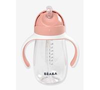 BÉABA, Biberon/Tasse d'apprentissage 2 en 1, Tasse Paille Enfant, 100% étanche, Anti-fuite, Facile à Ouvrir, Poignées amovibles, Tritan et Silicone, 300 ml, Old Pink