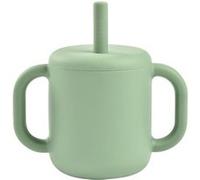 BÉABA, Tasse Paille d'Apprentissage Bébé, Fonction Biberon/Tasse, 100% Silicone de Haute Qualité, Larges poignées, Facilite la prise en main et la motricité, Ergonomique, 170mL, Vert Sauge