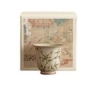 Tasse parfumée aux asperges vertes peintes à la main en céramique - Service à thé frais Kung Fu - [ boîte]