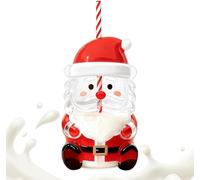 Tasse Père Noël de 591 ml avec paille, tasse à café, milkshake et jus de fruits, tasse festive en céramique avec motif fantaisie, cadeau pour les rassemblements festifs, convient à tous les âges