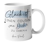 Tasse personnalisée avec nom au choix « Glück ist » - Cadeau pour la fête des mères, un anniversaire, Pâques, la fête des pères, Noël. Maman, grand-mère, papa, grand-père, petite amie - 330 ml (cousin