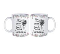 Tasse personnalisée « First Mom Now Grandma » - Tasse personnalisée en céramique pour le mois de naissance - Tasse à café avec noms d'enfants - Cadeau pour la fête des mères - Cadeau pour maman, Nana