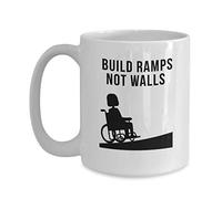 Tasse Petit Dejeuner Construisez Des Rampes, Pas Des Murs : Défense Des Droits Des Personnes Handicapées En Fauteuil Roulant (Ada) Porcelaine Mug À Café En Céramique Minimaliste Coffee Mug