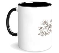 Tasse Petit Dejeuner Frosch Und Wildblumen-Botanik Avec Poignée Mug En Céramique Minimaliste Tasses À Café Pour Fête Homme Boissons