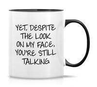 Tasse Petit Dejeuner Malgré Mon Expression, Tu Continues À Parler. Minimaliste Mug Thé Décoratifs Tasses À Café Pour Boissons Femme Frère