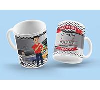 Tasse petit-déjeuner personnalisée pour cadeau fête des pères. - Ici Bebe el mejor Padre del Mundo.- Cadeau original pour homme avec phrase. 350 ml. (Padre Moreno)