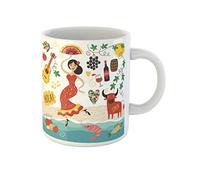 Tasse Petit Dejeuner Rouge Espagnol Espagne Monuments Et Symboles Gastronomie Voyage Barcelone Porcelaine Mug Thé Décoratifs Coffee Mugs Pour Lait Ami Partenaire
